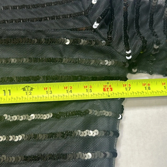 Carolina Herrera Black Sequin Sheer Stripe Cocktail Midi Dress Size 4 Formal - Picture 9 of 15